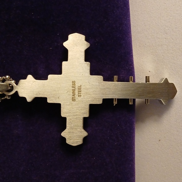 2222407-10 Men's Simulated Diamond Stainless Necklace - Picture 2 of 4